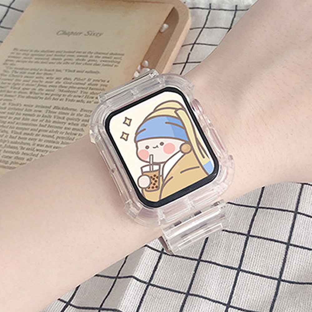 Dây Đồng Hồ Bằng Silicone Mềm Trong Suốt Cho Apple Watch 38mm 40mm 42mm 44mm Series Se 65432