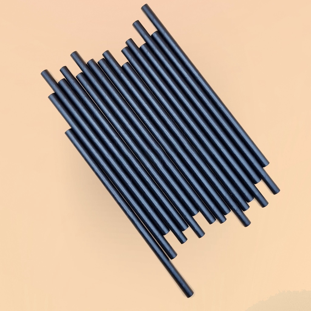 Ống hút giấy Ø8x197mm - màu đen (Lốc 30 cái)