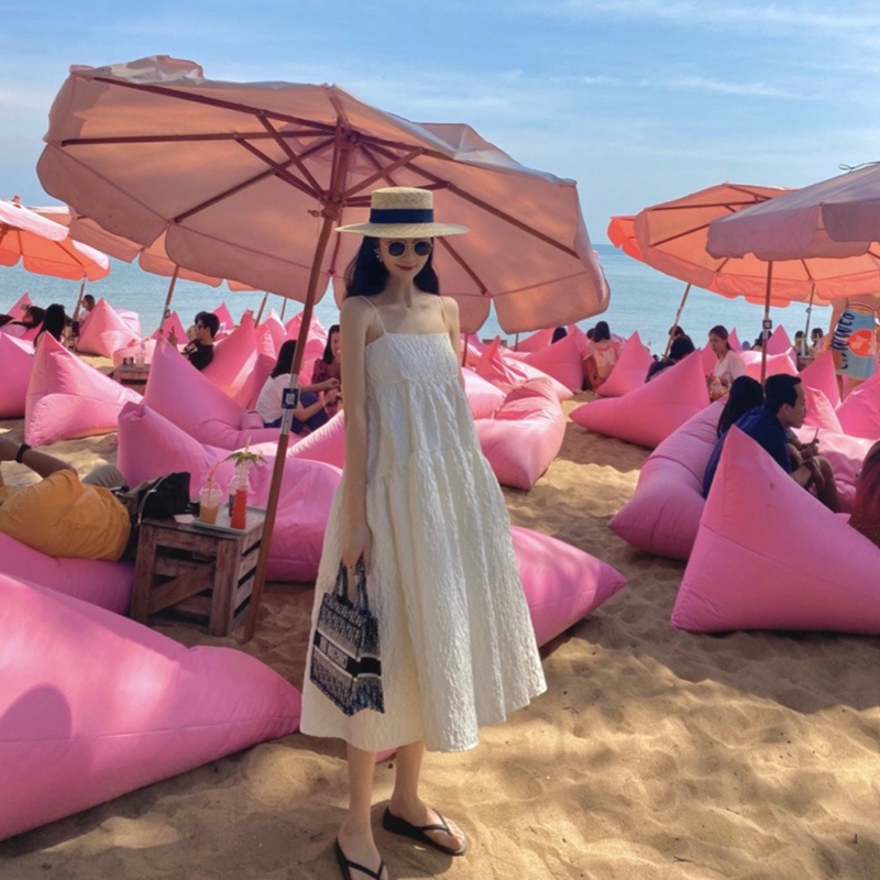 Jane Đầm hai dây babydoll xòe đi biển bồng bềnh