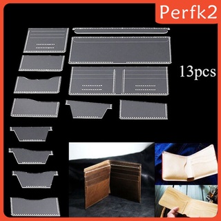 13Pcs Acrylic Short Wallet Card Holder Leather Craft Pattern Stencil Template