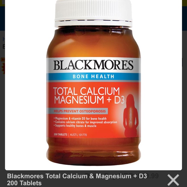 Blackmores Total Calcium & Magnesium + D3 200 Viên