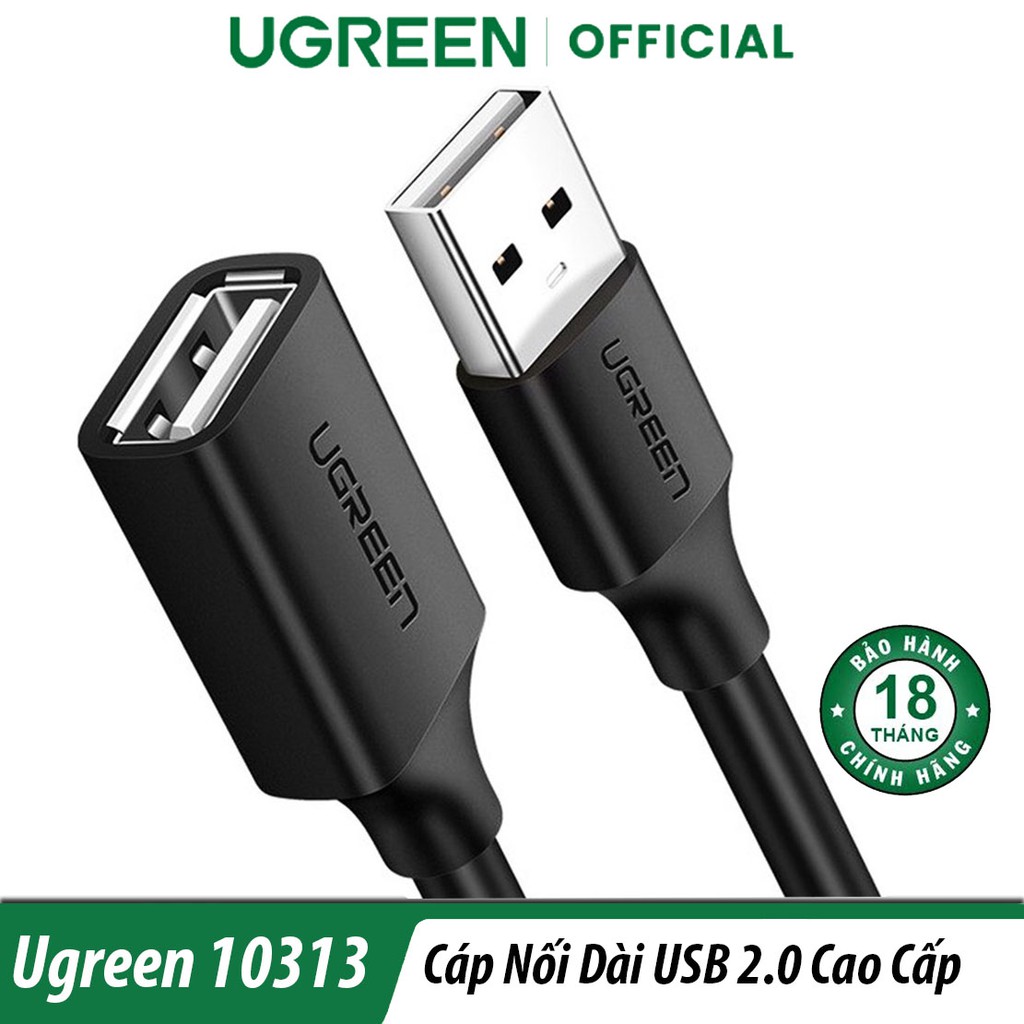 Dây USB 2.0 Mạ Vàng Dài 0.5M Ugreen 10313 Chính Hãng