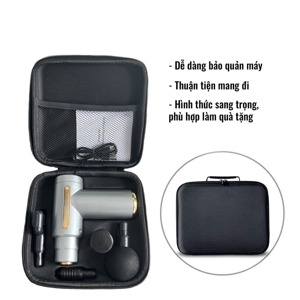 Máy Massage Cầm Tay Mini - Súng Massage Toàn Thân 4 Đầu 6 Chế Độ