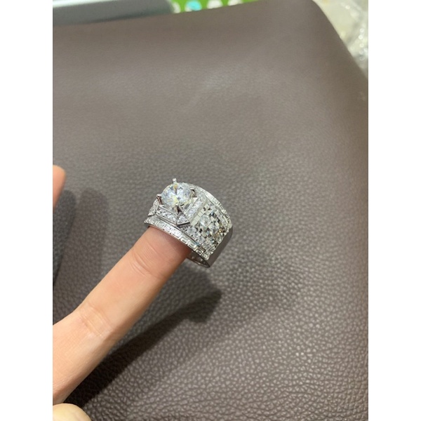 Nhẫn nam nạm đá bạc phủ vàng trắng sắc nét NGỌC MẬU