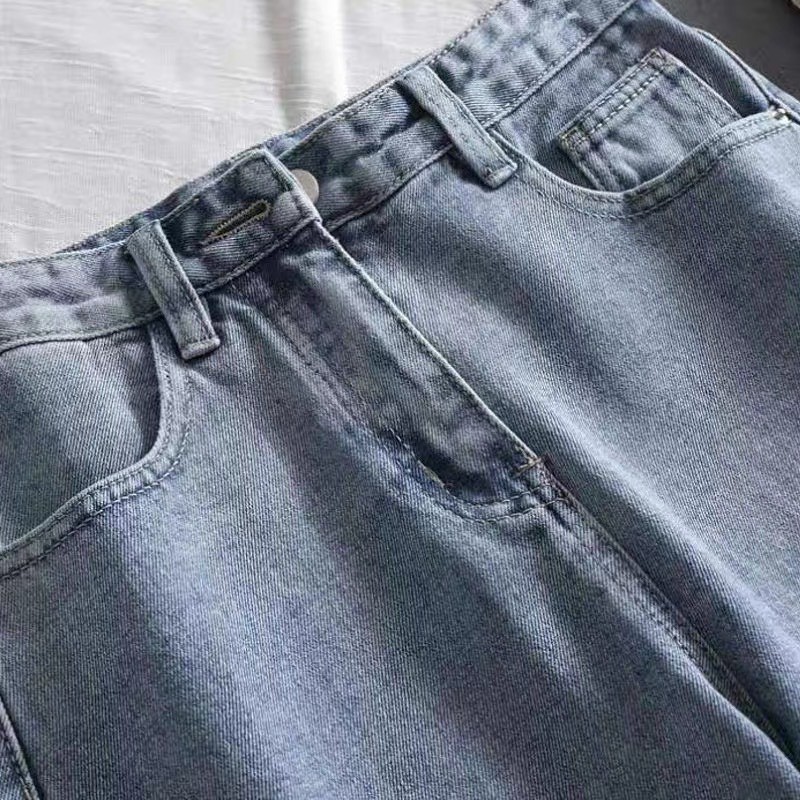 Quần short jean ống rộng Lylyshop, quần sooc đùi chất bò mềm mịn kiểu rách nhẹ