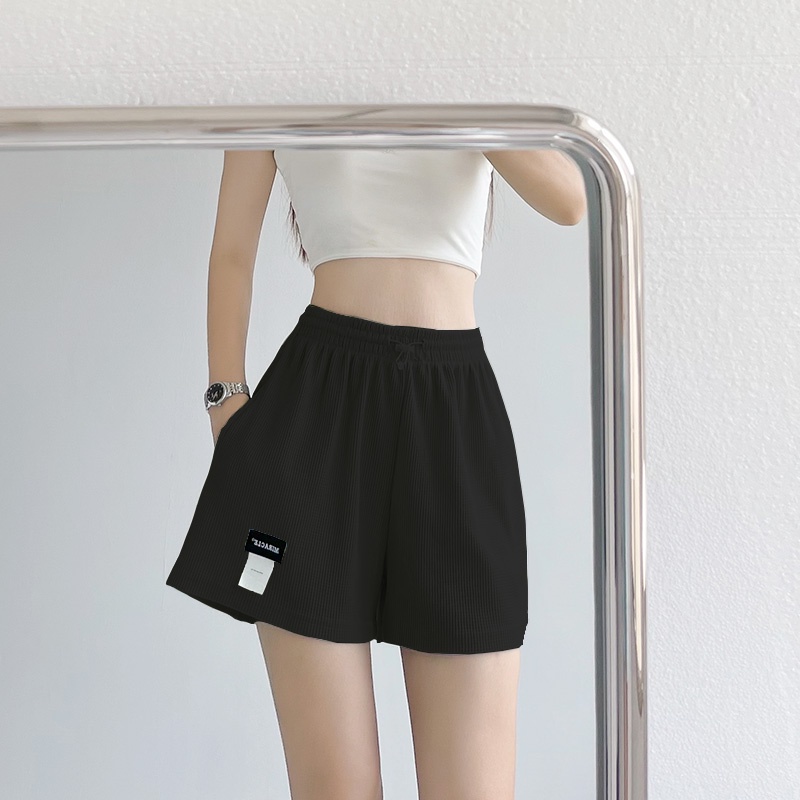 SUXI Quần Short Thể Thao Lưng Cao Ống Rộng Màu Sắc Trơn Thời Trang Mùa Hè Dành Cho Nữ