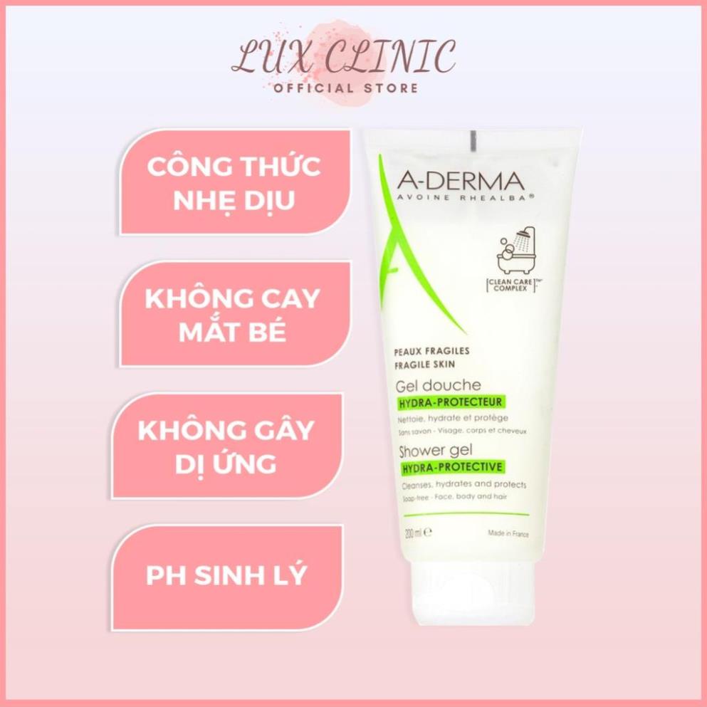 Gel tắm gội cho da nhạy cảm A-Derma Hydra-Protective Decyl Glucoside 200ml