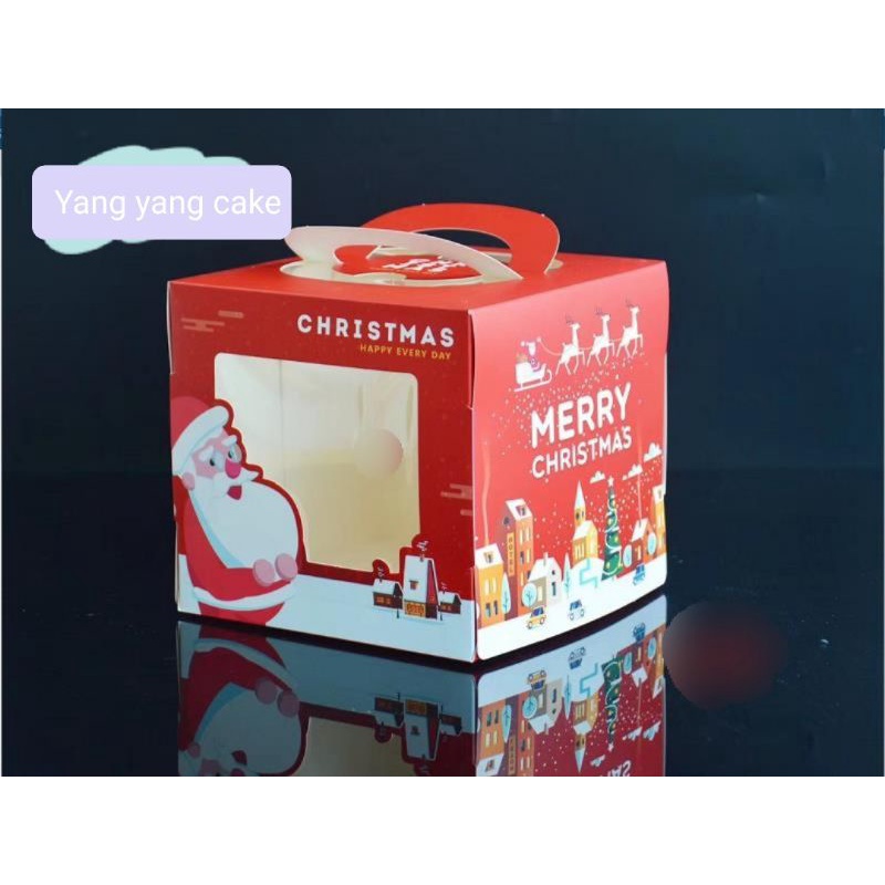 HOT HOT hộp giáng sinh 16*16*15cm có cửa sổ kèm đế trắng