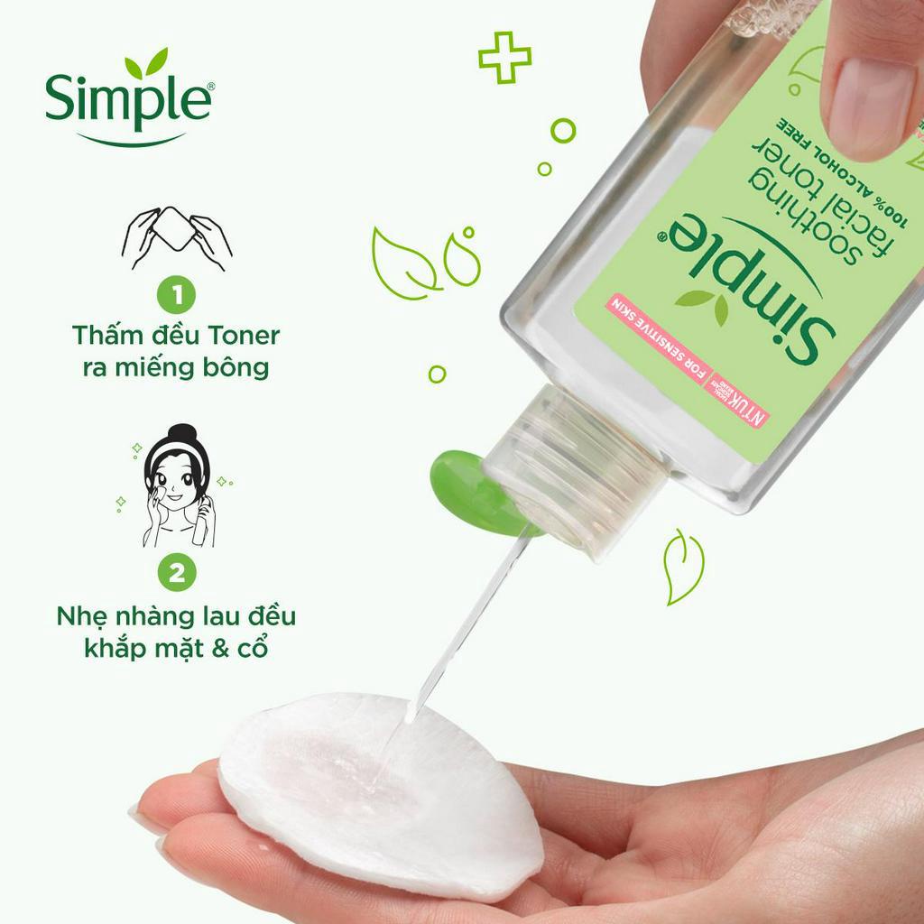 Nước hoa hồng Simple Toner làm dịu và cân bằng độ ẩm cho da - lành tính không chứa cồn 200ml [CHÍNH HÃNG ĐỘC QUYỀN]