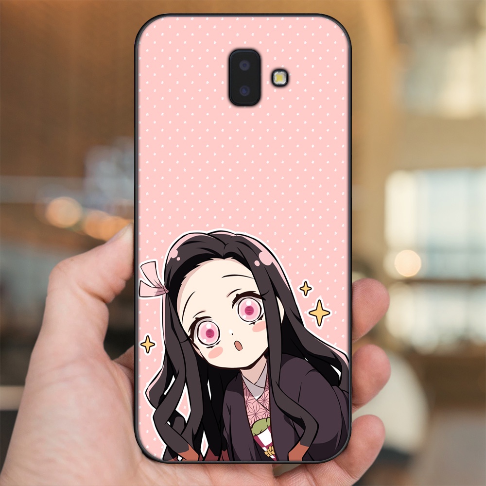 Ốp lưng Samsung J6 Plus viền đen in hình Nezuko Kimetsu no Yaiba