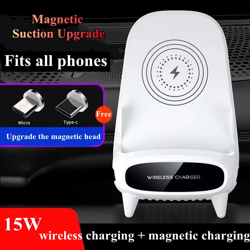 Đế Sạc Không Dây Từ Tính 15W Tương Thích Với Điện Thoại Di Động Và Sạc Apple Cho Android
