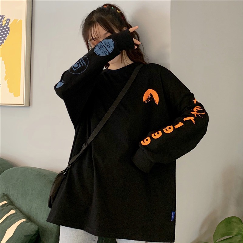Áo Nỉ Dài Tay 1999 Ulzzang Áo Thun Nam Nữ Dáng Rộng 2 Màu