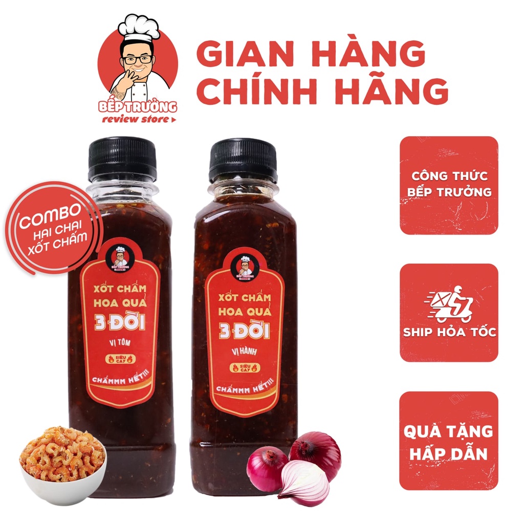 Bếp Trưởng Review Store - Combo 2 chai xốt chấm ba đời vị tôm + vị hành