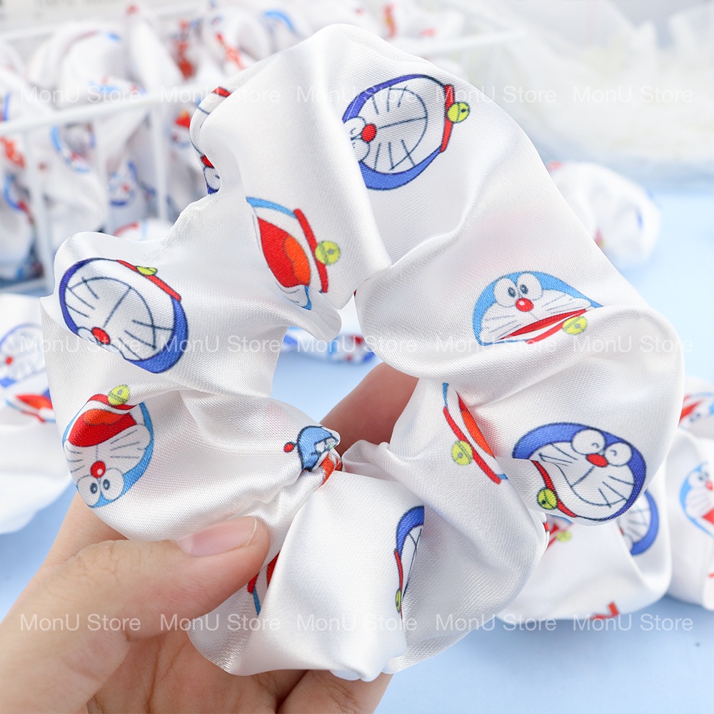 Cột tóc scrunchies vải lụa hình DORAEMON DOREMON dễ thương cute MON0203