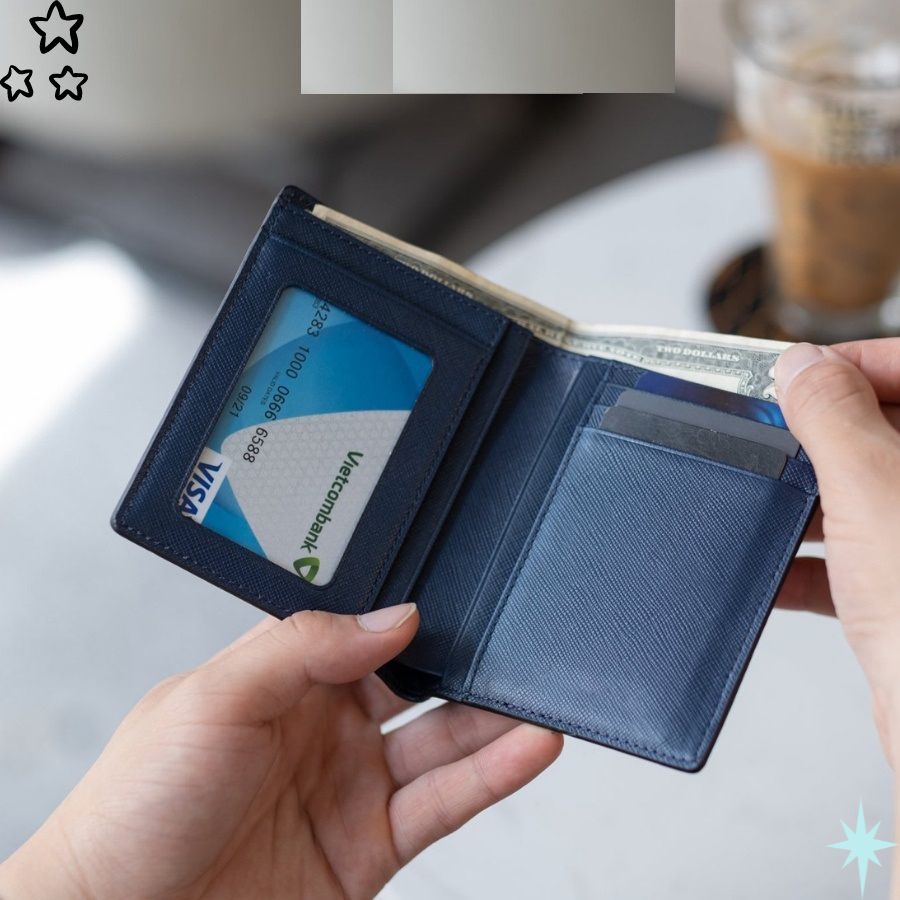 Ví Ngang Nam Mini Da Bò Thật Kiểu Dáng Trẻ Trung Độc Đáo, Bóp Đựng Cosmos Tiền Thẻ Saffiano - Leli_store