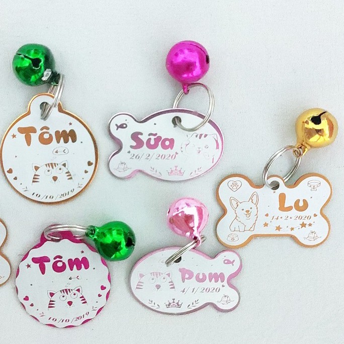 Thẻ tên nhiều màu sắc cho chó mèo