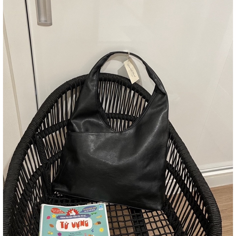TNS-Túi tote quai liền da mềm Univerzal tote bag-màu đen