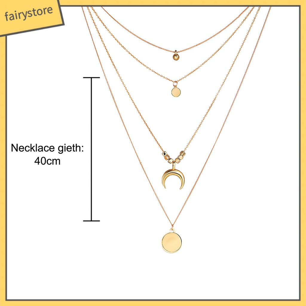 Dây chuyền nhiều lớp mặt trăng khuyết thời trang cho nữ