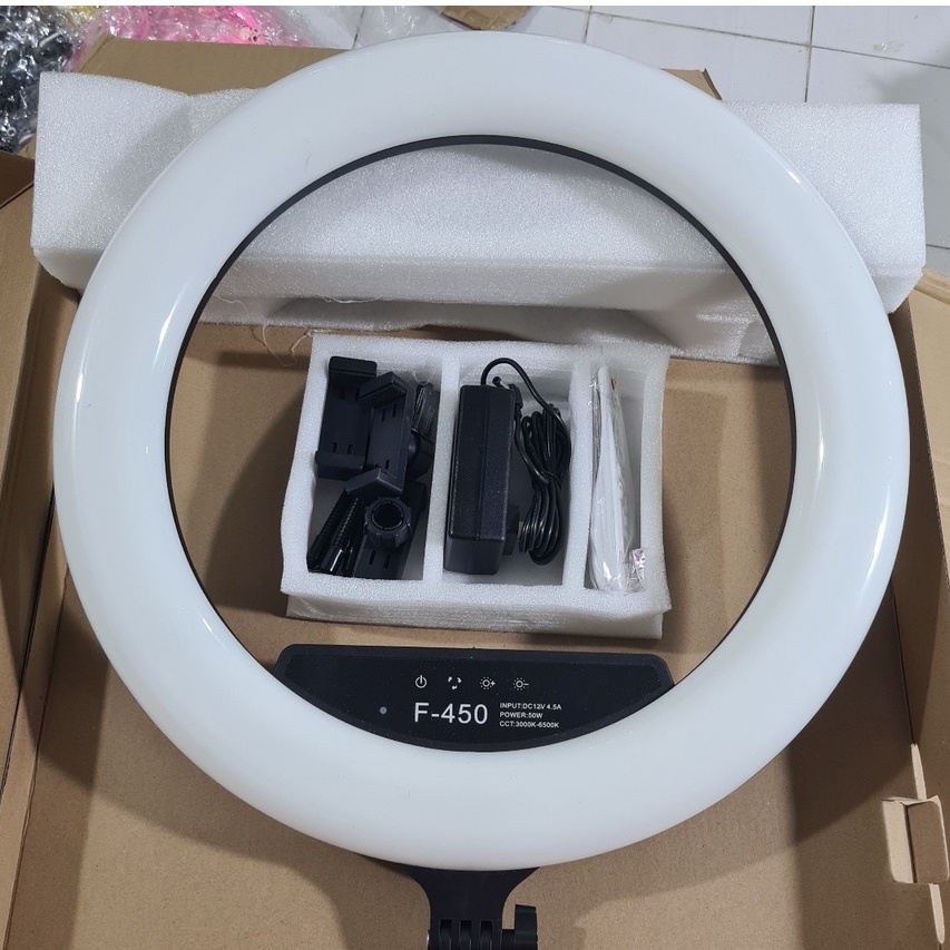 Đèn Lẻ 45cm 3 Kẹp Livestream LED RING LIVESTREAM, CHỤP HÌNH,MAKE UP,SPA có cổng sạc điện thoại
