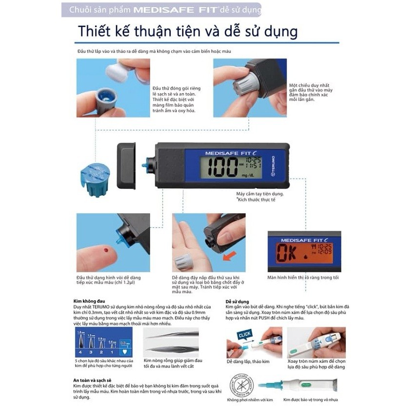 Máy đo đường huyết Terumo Medisafe Fit C - Nhật Bản