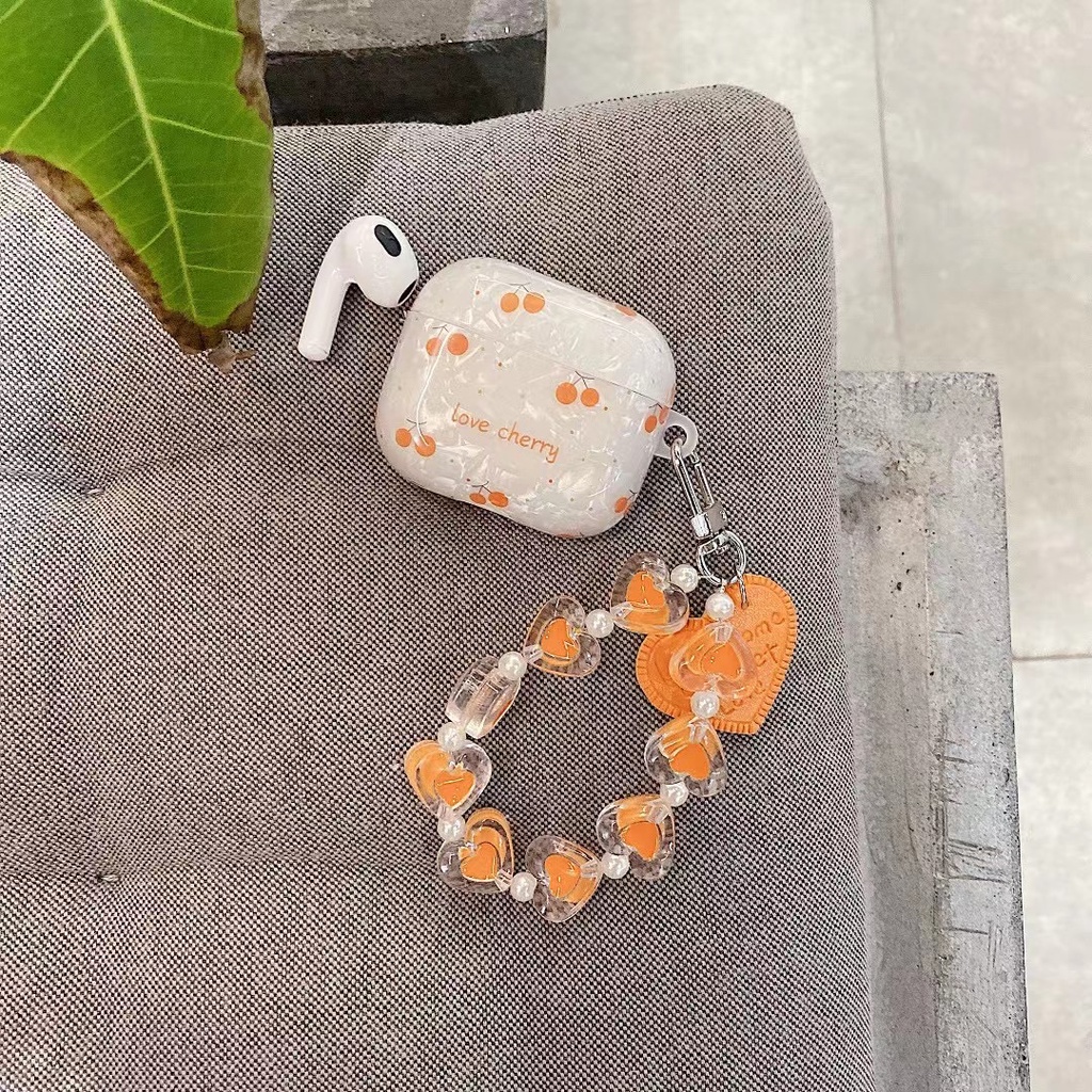 Vỏ Bảo Vệ Hộp Sạc Tai Nghe Bluetooth airpods 1 2 pro 3 Bằng tpu Mềm Gắn Dây Xích Họa Tiết Trái Tim Và Trái Tim Xinh Xắn