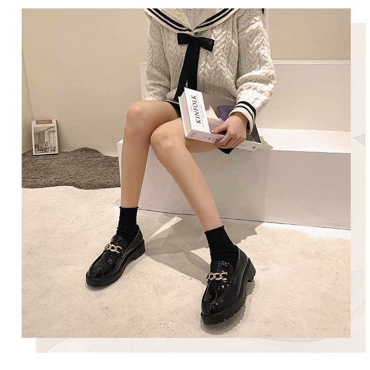 Giày Lolita da bóng đế cao 3,5 cm,phối dây xích,giày oxford trẻ trung năng động
