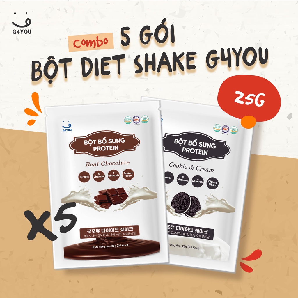 Combo 5 Gói Bột Diet Shake G4You Bổ Sung Năng Lượng 25G