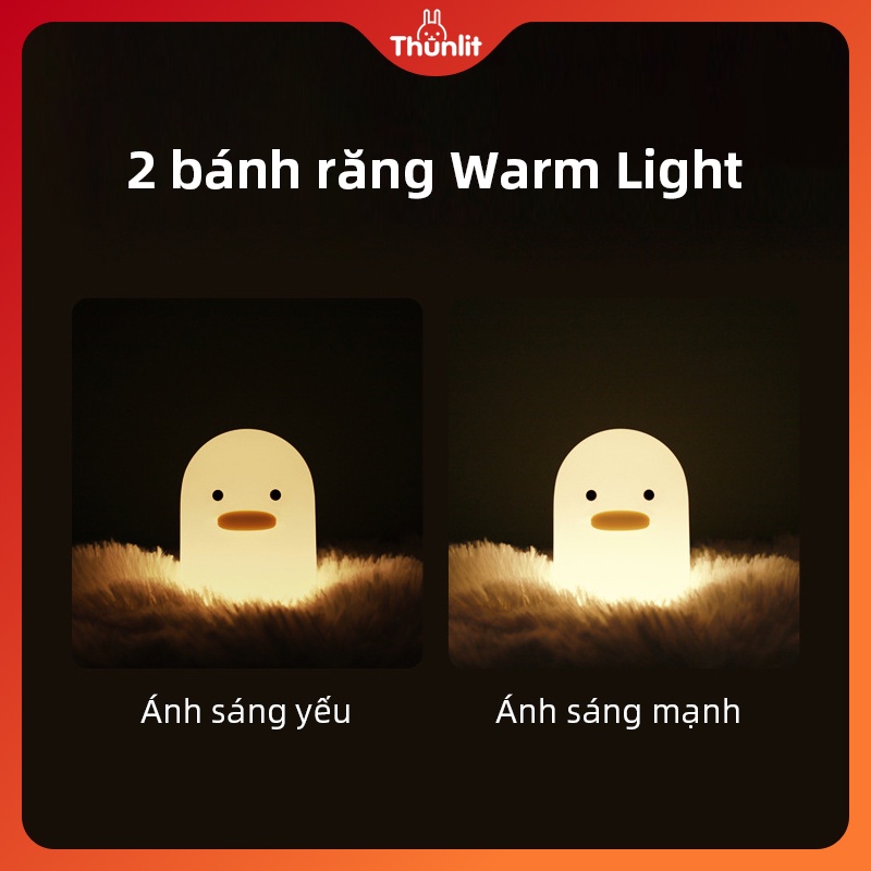 Đèn Ngủ Thunlit Hình Chú Vịt Đáng Yêu Sạc Usb 1200mah 2 Chế Độ Sáng Tiện Dụng