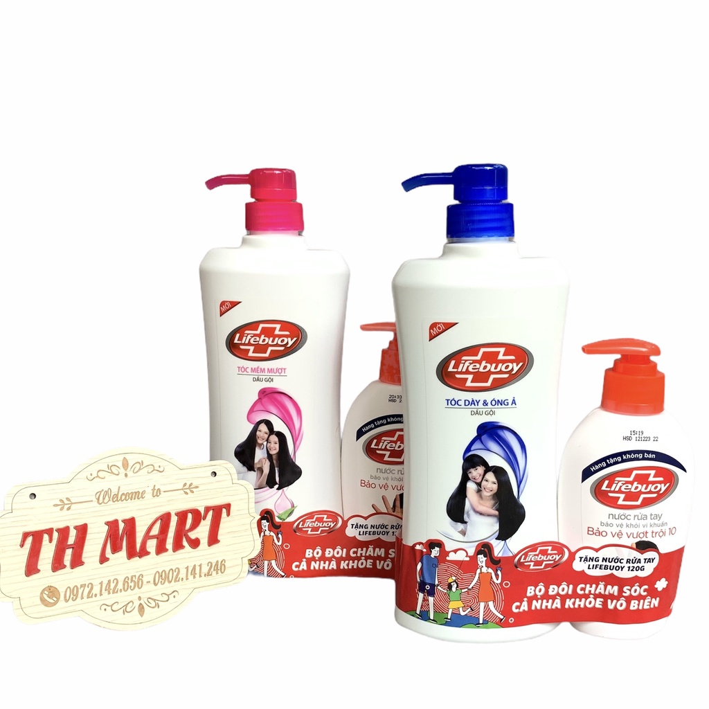 dầu gội đầu lifebuoy tặng nước rửa tay, tóc dày óng ả mềm mượt với tinh chất sữa và lô hội chai 650g | BigBuy360 - bigbuy360.vn