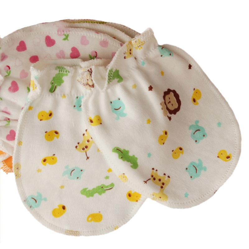 Set 5 Đôi Găng Tay Cotton Mềm Mại Bảo Vệ Chống Xước Cho Bé Sơ Sinh
