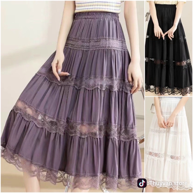 CHÂN VÁY LỤA PHỐI REN CỰC XINH