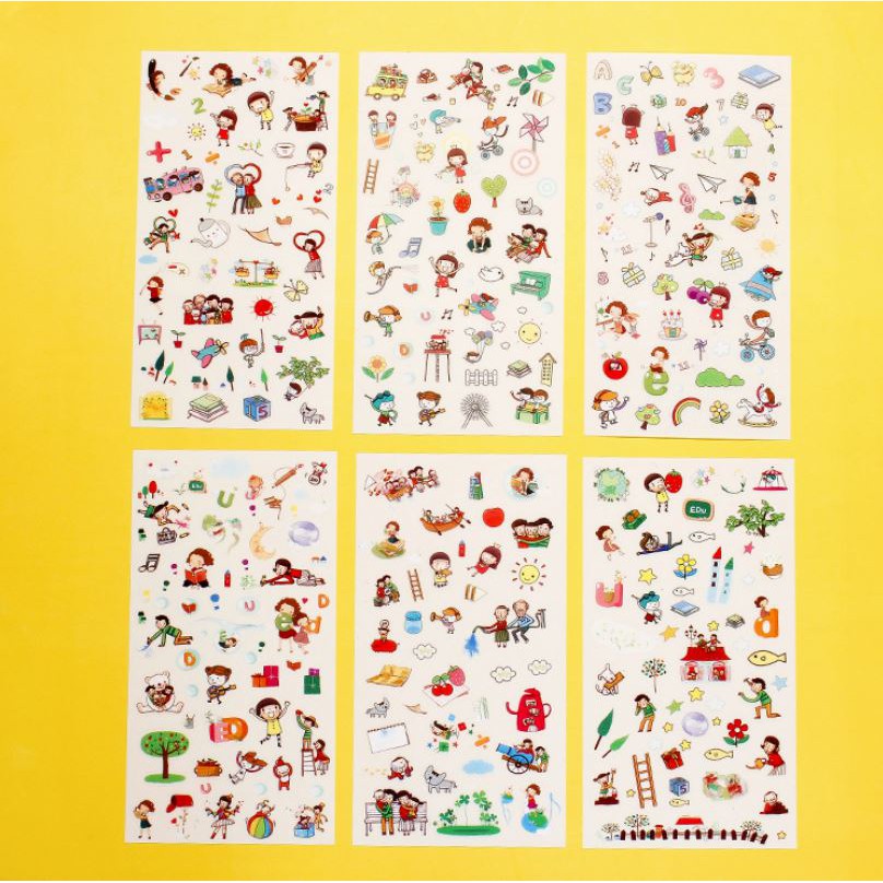 Bộ 06 Tấm Sticker Trang Trí Sổ Nhật Ký, điện thoại - Giao mẫu ngẫu nhiên - VPP Brendo