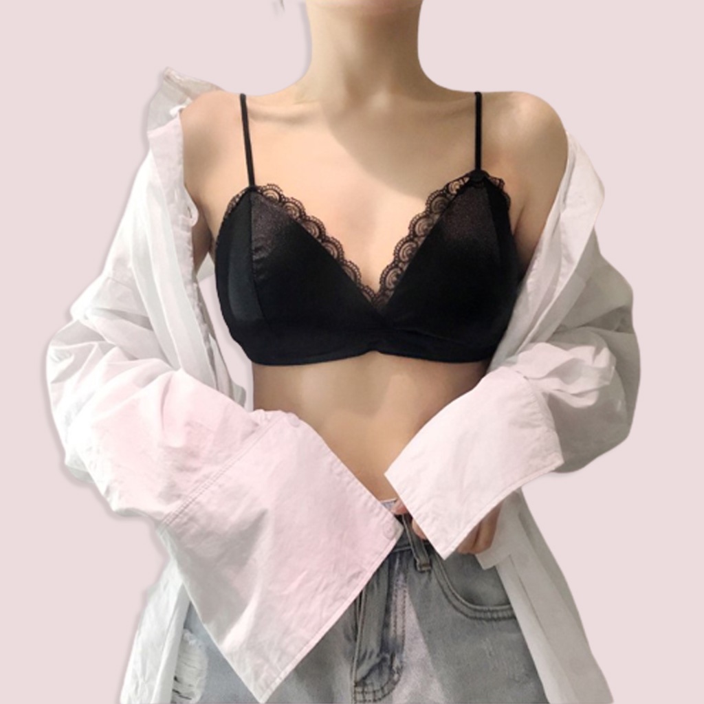 Áo Lót Bra Nữ Phi Lụa Sbra  Đệm Mỏng Nhẹ Viền Ren Gợi Cảm Thoải Mái Freesize &lt;58kg BR05
