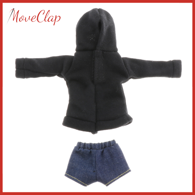 MoveClap BJD Black Hoodie & Short Pants for 1/6 Dollfie SD Licca/Momoko/Azone Outfits