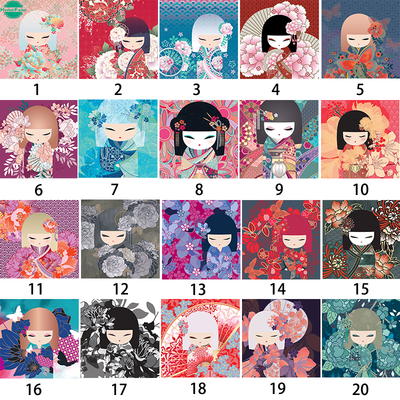 Tranh Tự Đính Đá Giả Kim Cương 5D 20 Mẫu DIY 40x40cm​ Họa Tiết Búp Bê Xinh Xắn