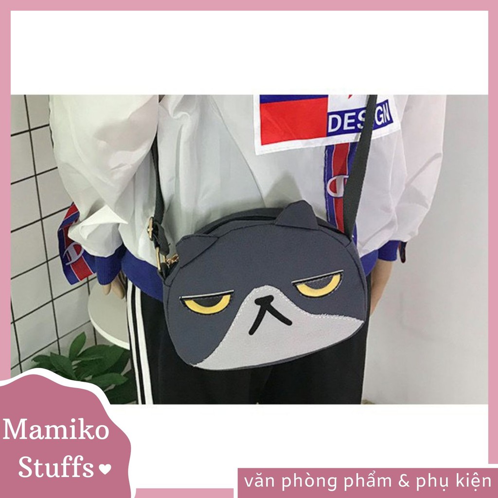 Túi đeo chéo Canvas - Mèo láo