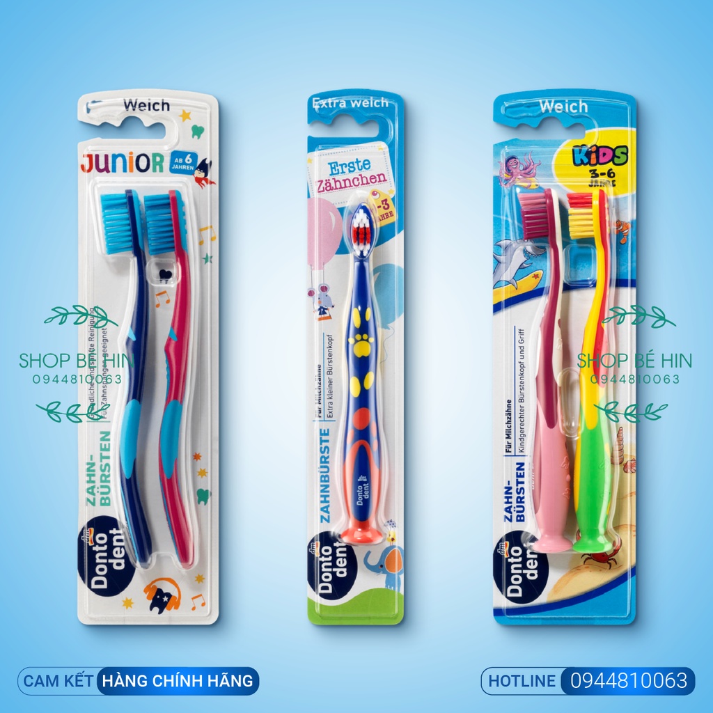 Bàn chải đánh răng trẻ em Dontodent dành cho bé từ 0-6 tuổi trở lên, Hàng Đức chính hãng