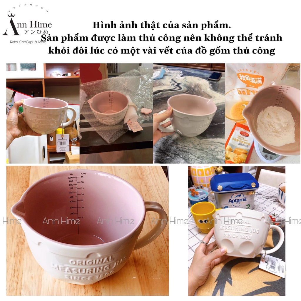 Ca Đong Thể Tích - Bát Trộn Bột Hay Salad Kiểu Vintage Retro Bằng Sứ Maison Cash Cao Cấp