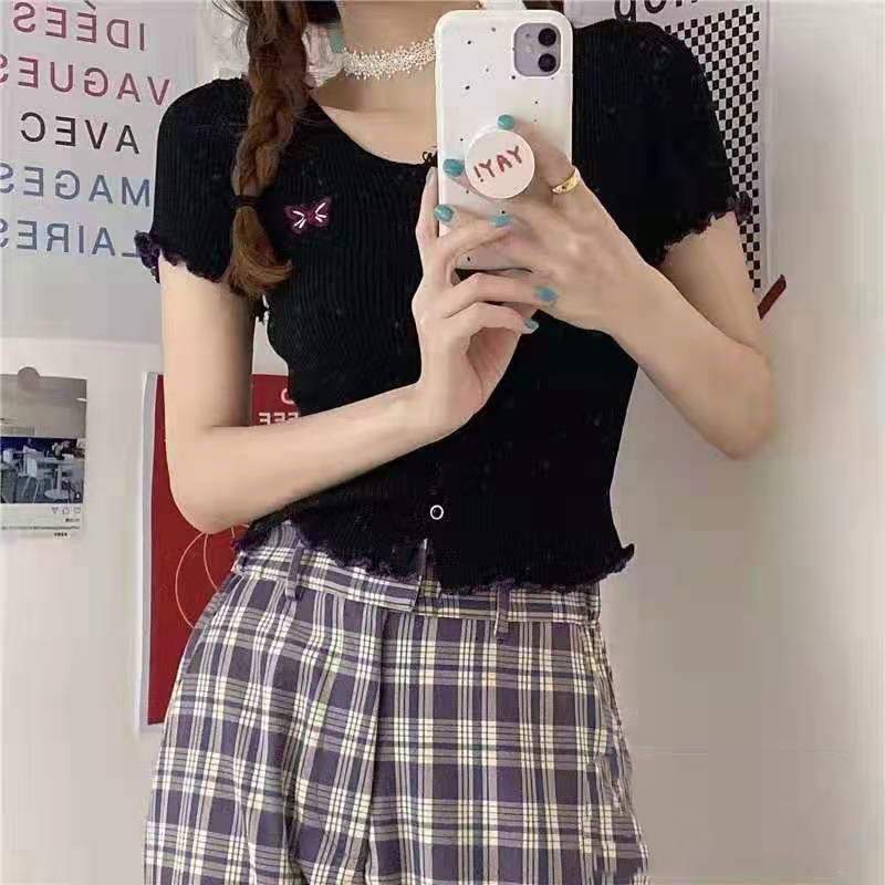 SUXI Áo Thun Nữ Ngắn Tay Cổ Tròn Thời Trang Hàn