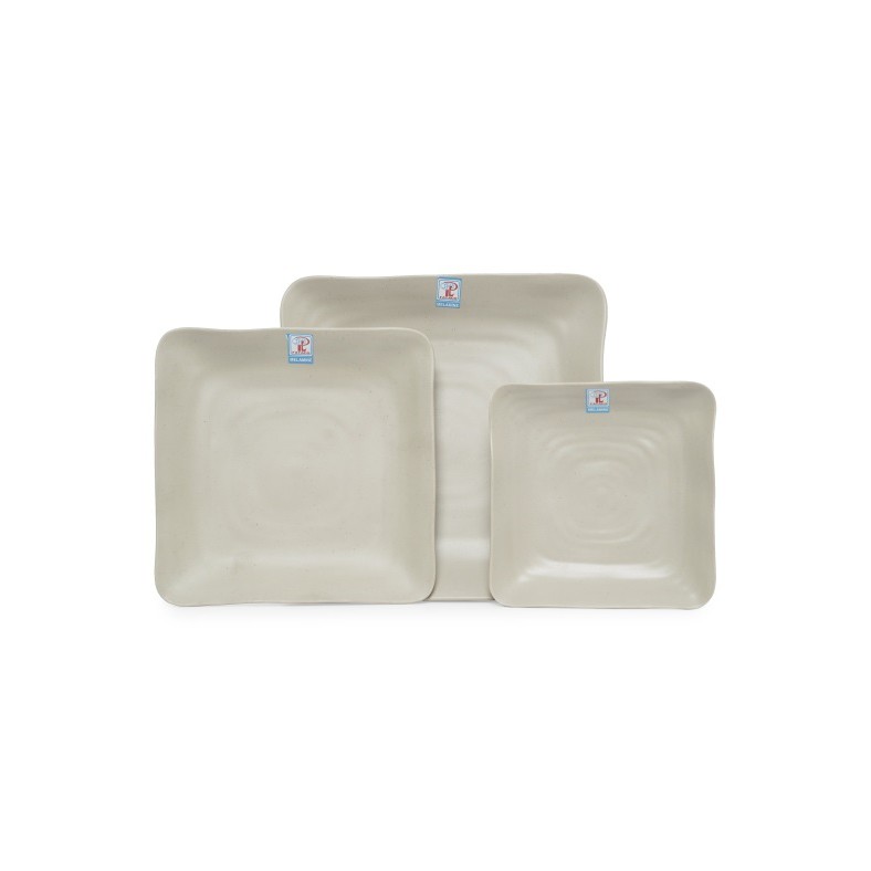 Dĩa vuông size trung (19.7cm) nhựa Melamine Nhám Nâu/Xám (DV118N)