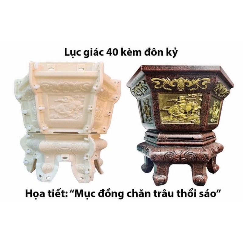 Khuôn đúc chậu cảnh lục giác 40 úp đáy mẫu mới chậu có lòng trong