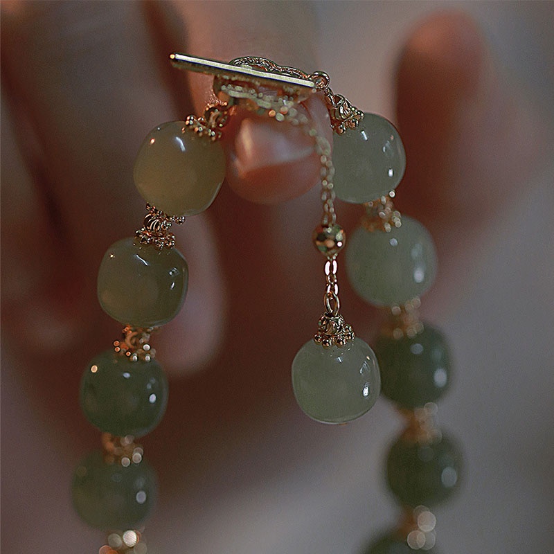 Vòng Tay Chuỗi Hạt Đá Ngọc Bích Tự Nhiên Thời Trang Cho Nữ