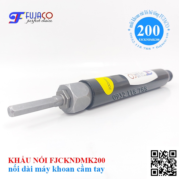 Khẩu nối dài mũi khoan rút lõi bê tông 200 mm - FUJACO cần nối giúp máy khoan có thể khoan sâu hơn 20 phân - FJCKNDMK200