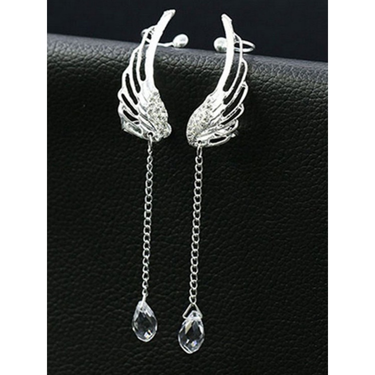Khuyên Tai Dáng Dài Hình Cánh Thiên Thần Đính Đá Pha Lê Phong Cách Bohemian Mới