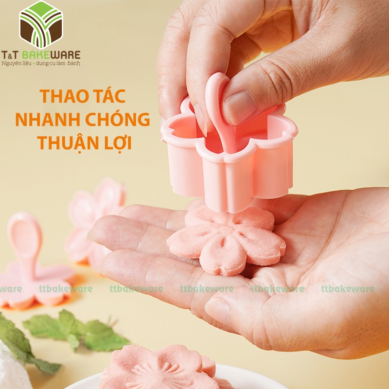 Bộ cutter hoa đào hồng làm bánh quy, tạo hình xinh xắn