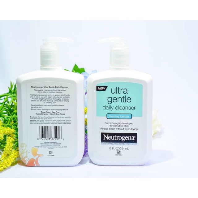 Hàng USA] Sữa tửa mặt làm sạch cho da nhạy cảm Neutrogena Ultra Gentle Daily Foaming Formula (354ml
