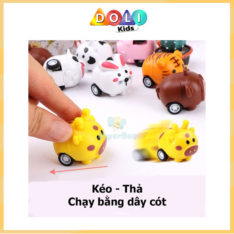 Đồ chơi con vật mini xe chạy dây cót dễ thương, mô hình xe ô tô nhỏ cho bé Doli Kids