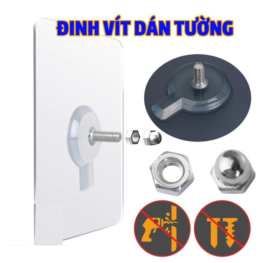 Móc Dán Tường Có Đinh Ốc Vít, Miếng Dán Tường Siêu Chắc Không Cần Khoan Tường Chịu Lực Tốt