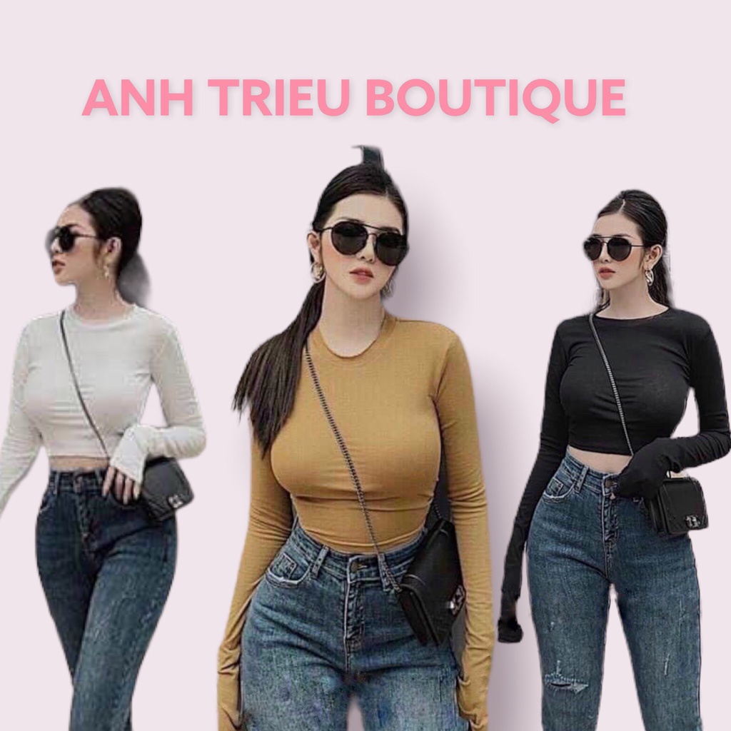 [XEM CLIP] Áo Croptop Nữ Tay Dài Chất Thun QC Siêu Đẹp