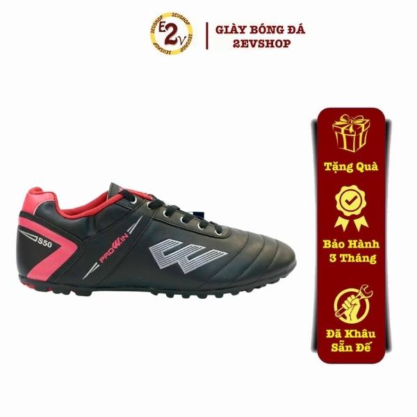 Giày đá bóng thể thao nam chất Prowin S50 Đen, giày đá banh cỏ nhân tạo đế mềm - 2EVSHOP